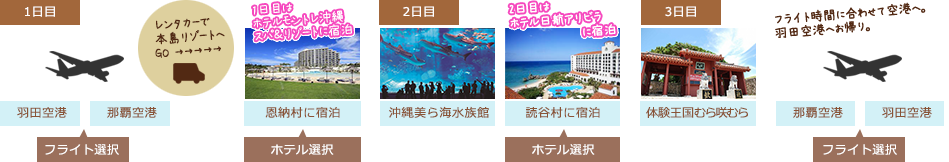 沖縄本島フリープランモデルコース図